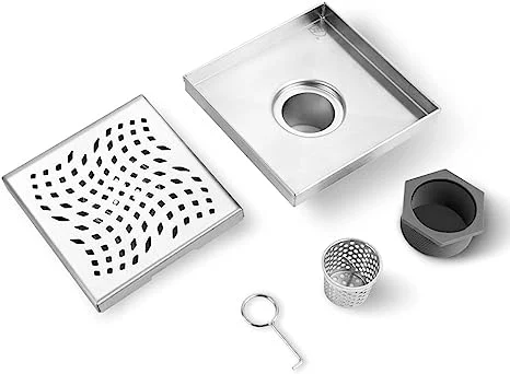 Shower Drain Kitchen Bathroom Square Drainer 304 Stainless Steel Clean out