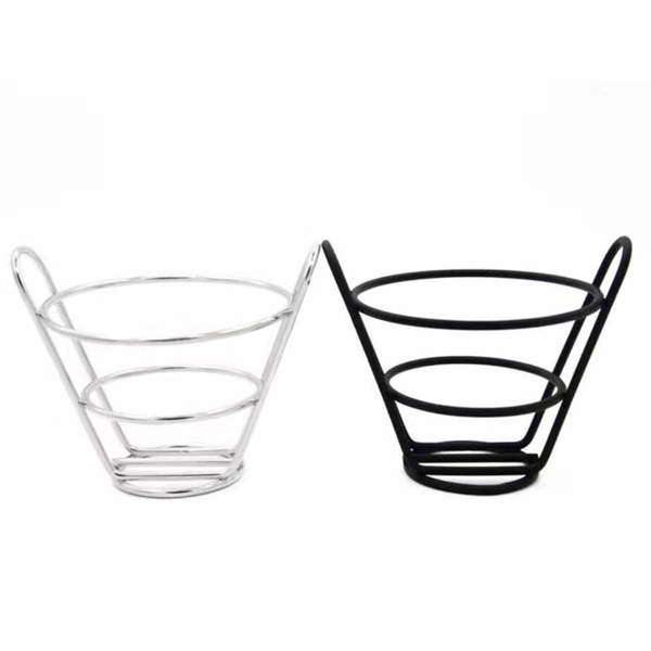 French Fries Basket Holder Stainless Steel Chips Plate Snack Storage Tray