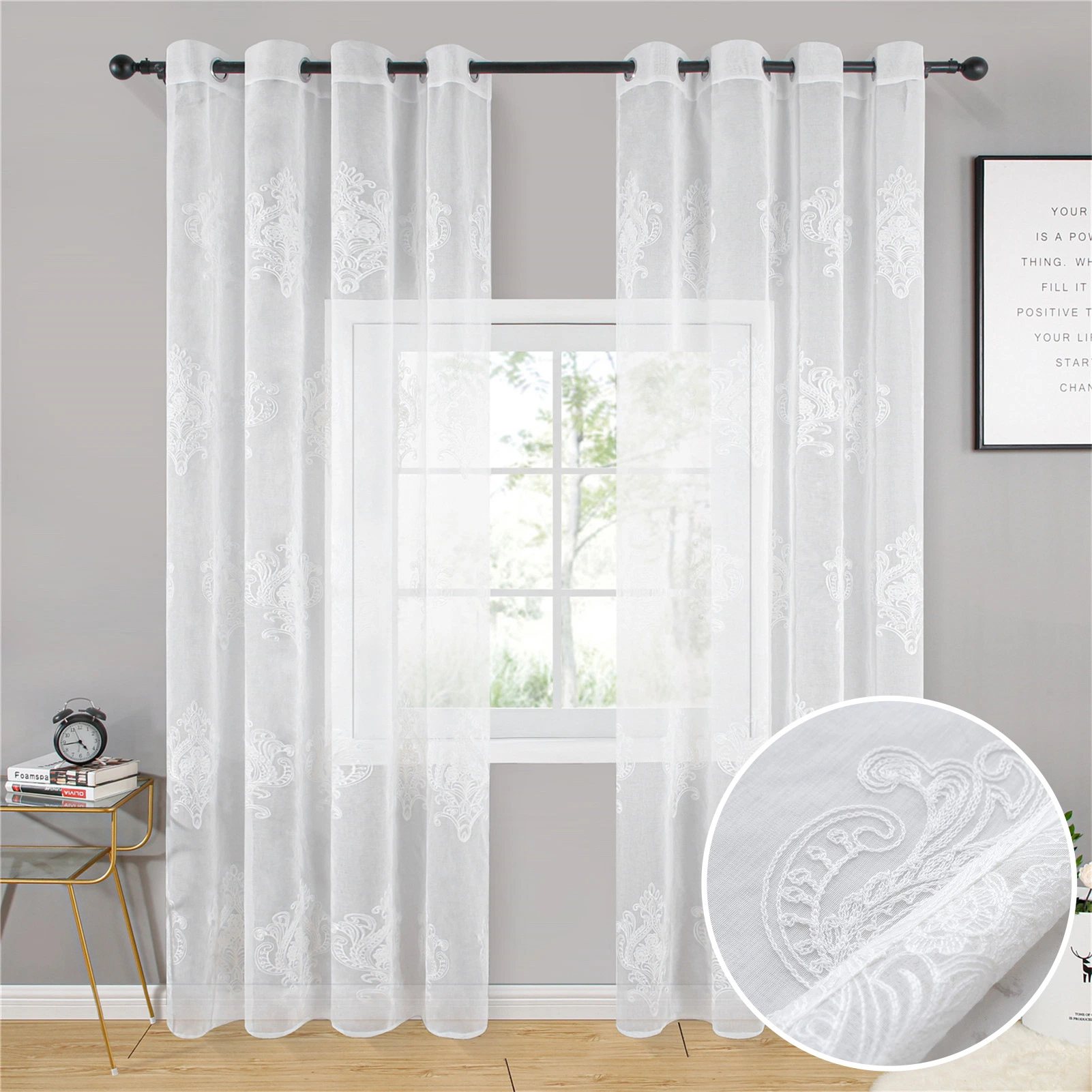 on Sale Embroidery Curtain Yarn Sheer Curtains