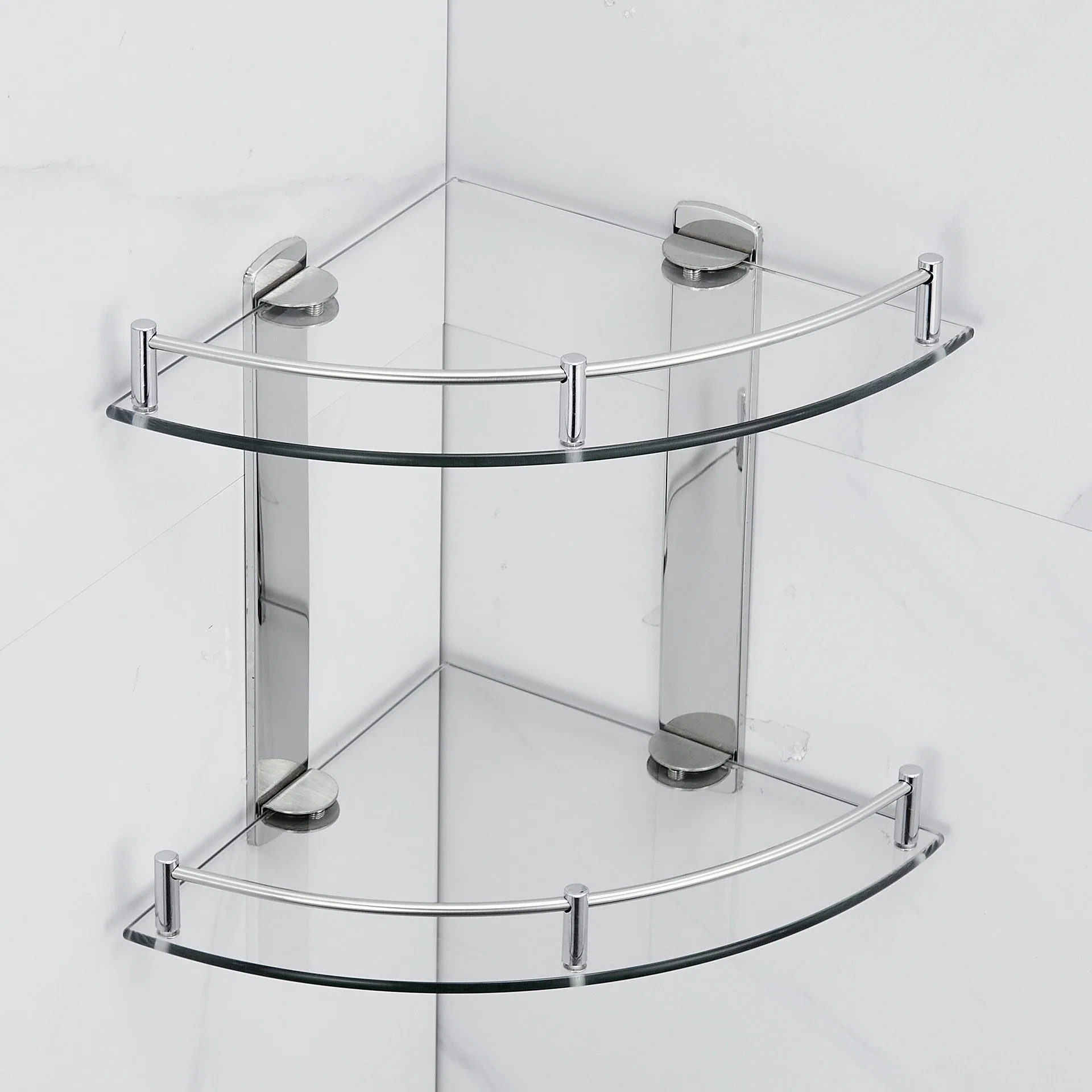 Bathroom Glass Shelf Holder Corner Rack Shower Caddy Wall Mounted Bathroom Accessories Shelves Storage Shelf