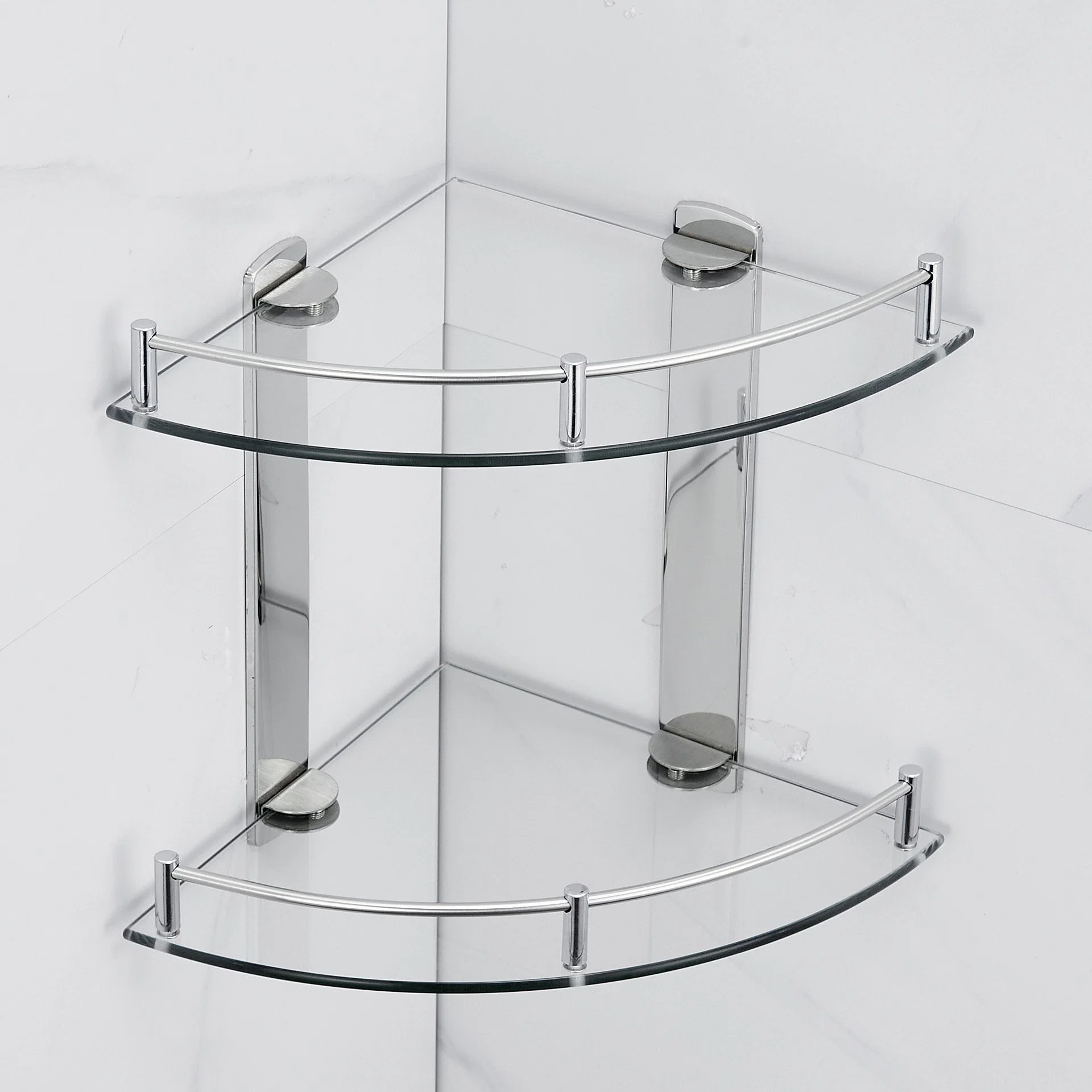 Cuarto de baño Soporte de estante de cristal estante estante esquina Ducha caja montado en pared Accesorios para el baño estantes estante de almacenamiento