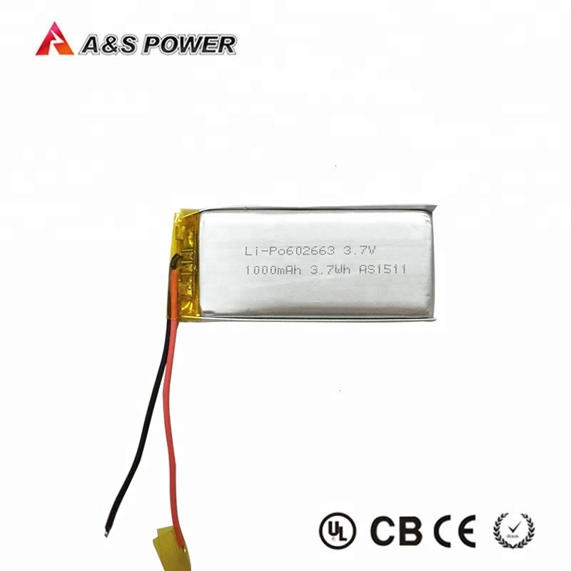 Hot Model 1000mAh 3.7V Li Ion Lithium Polymer Battery 602663 Rechargeable Lipo Battery with UL Kc Certificates