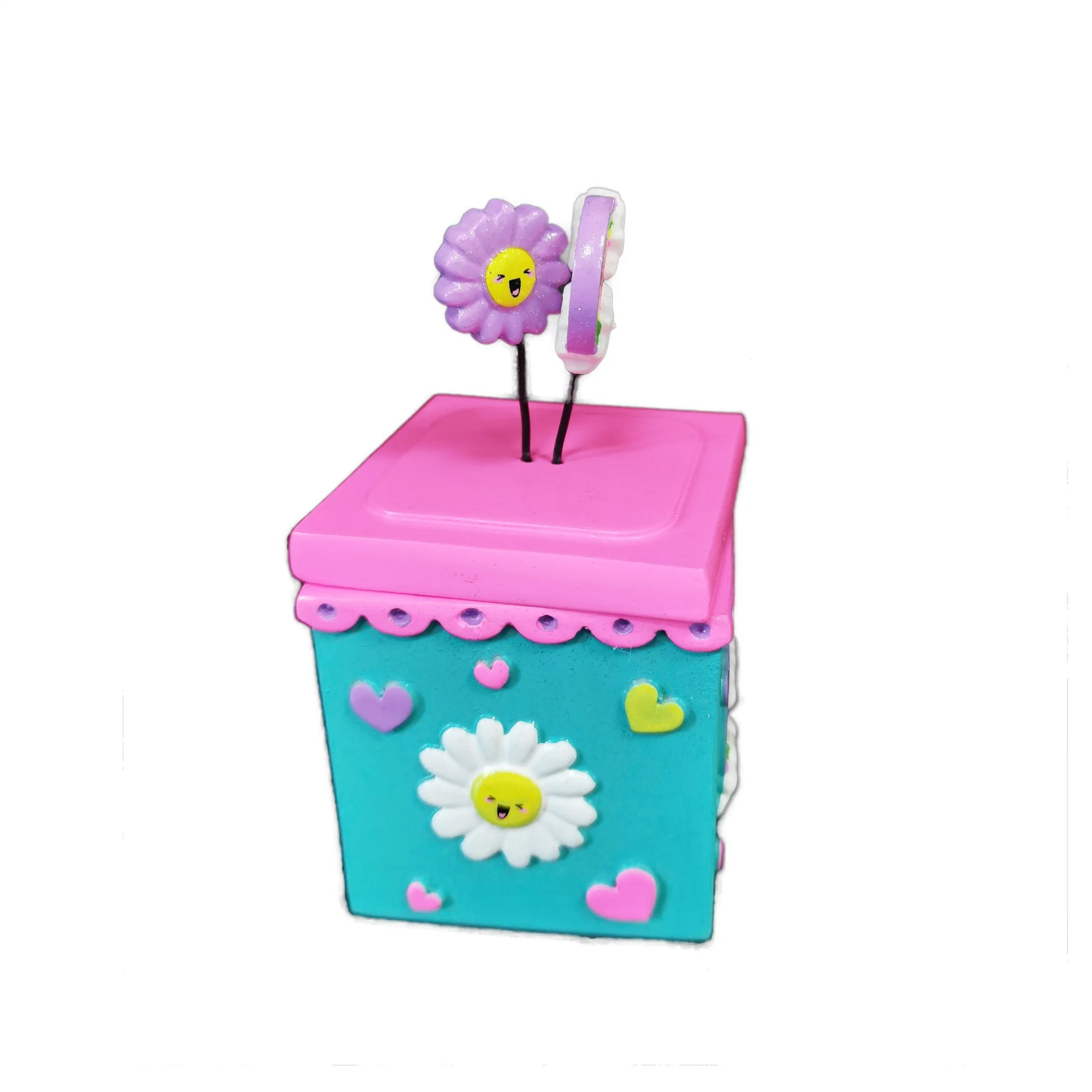 Square Box Figurine Storage Box Home Decoration Ornamental Resin Art Sculpture Figurines Decorative Gift