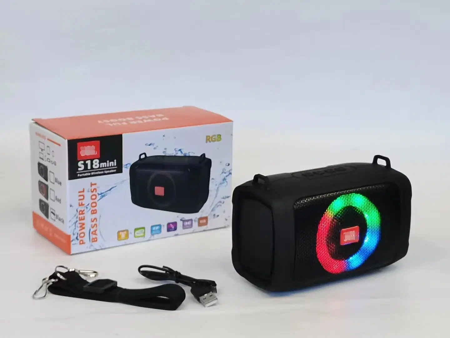 S18mini Bluetooth Speaker LED Color Flashing Light Portable Wireless Audio RGB Subwoofer Mobile Bluetooth Audio