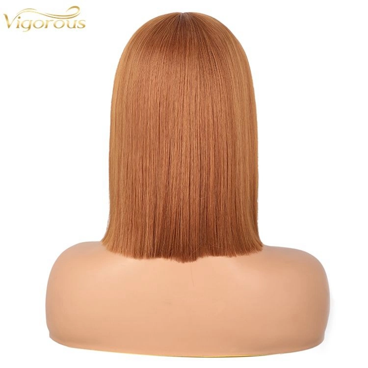 Short Light Brown Bob Synthetic Straight Wigs Middle Part Hairs