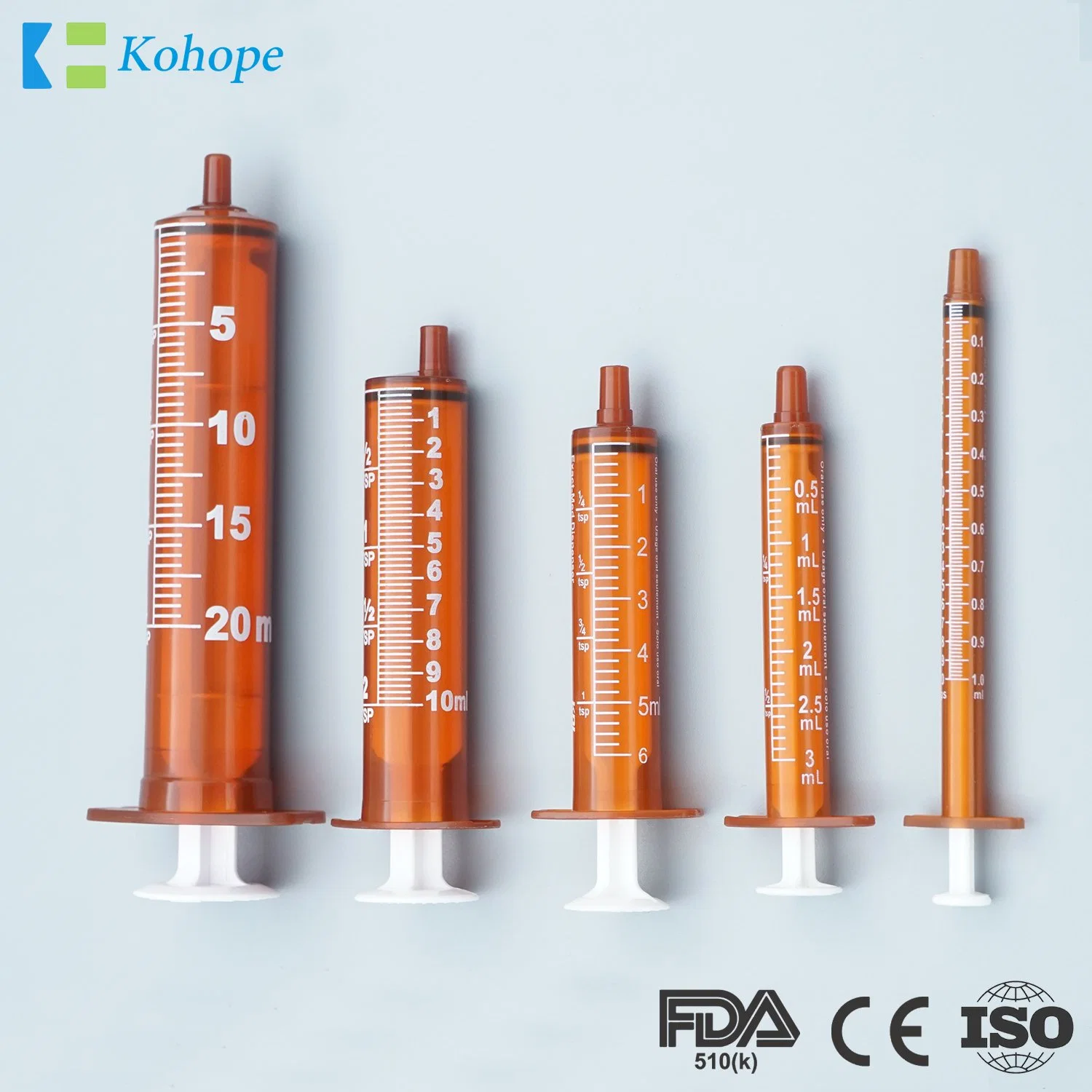 Popular Light-Proof 2ml Oral Amber Syringe for Hospital