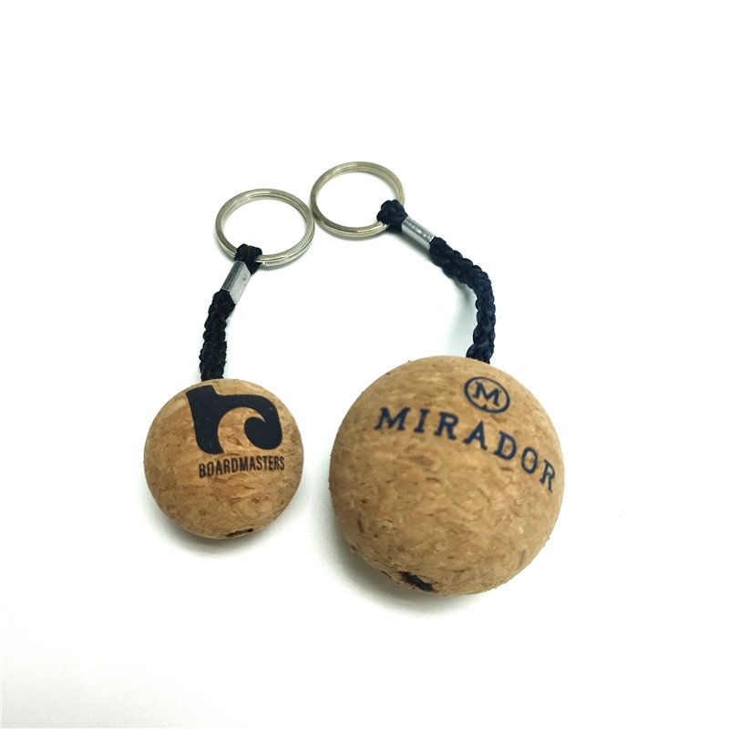 Llavero flotante OEM Logo impresión personalizada de espuma de Cork Llavero flotante para el comercio al por mayor Color Natural Cork Cork Llavero bola