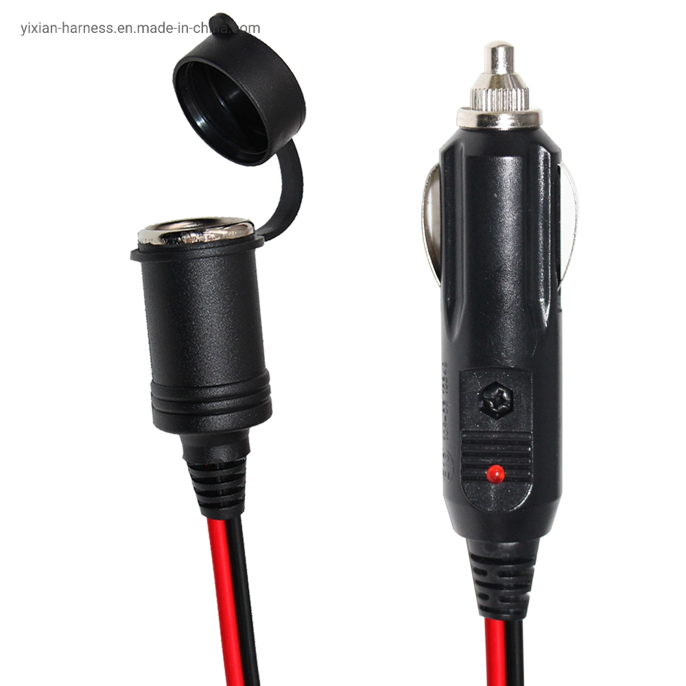 Car Cigarette Lighter Extension Cord Socket Extension Cable with LED Lights Power