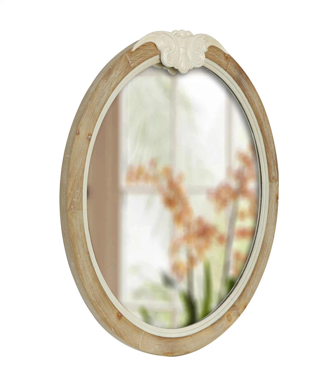 24 Inch Big Brown Elegant Retro Design Hanging Wood Wall Mirror for Home Decoration