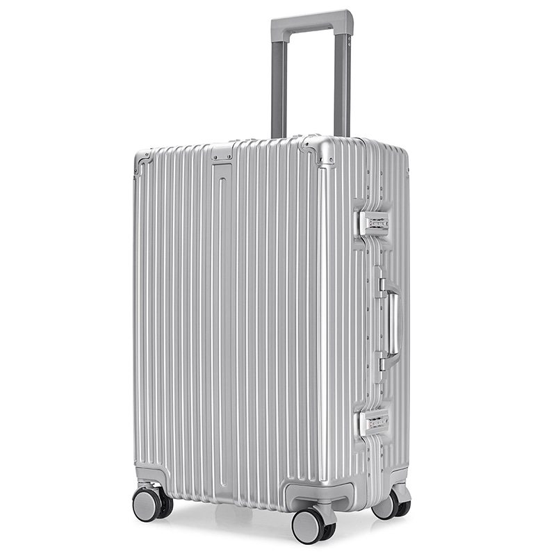 Metal Aluminium Rayé 5PCS Valise à roulettes Sac de voyage Ensemble de bagages