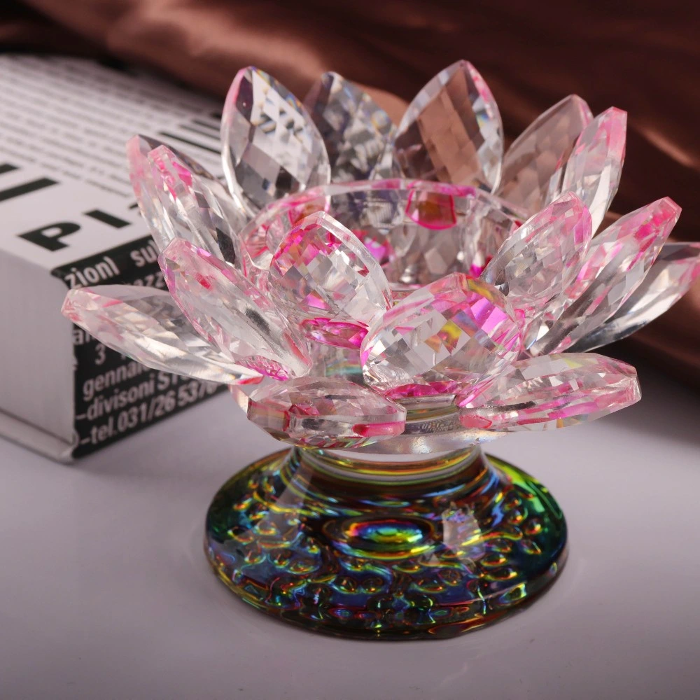 Crystal Lotus Candlestick Wedding Decoration Glass Flower Lotus