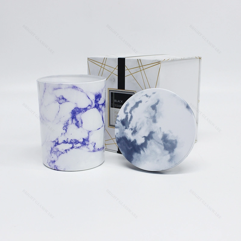 Eco-Friendly Water Transfer Printing 10oz Colorful Design Candle Vessel with Lid and Gift Box