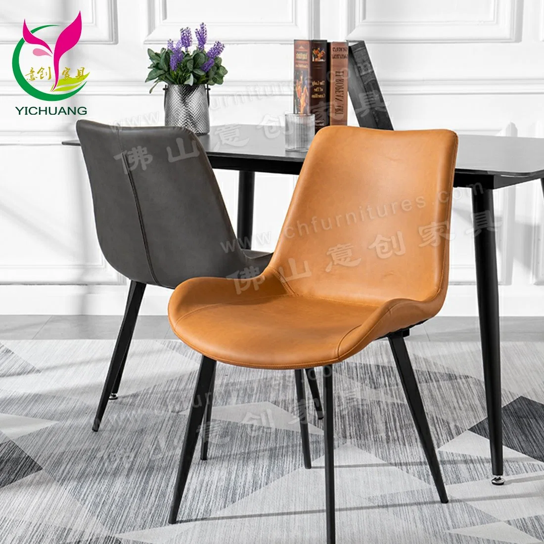 Hyc-F101 populares cómoda silla de comedor estilo nórdico con cuero de PU