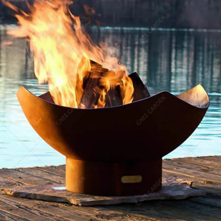 Ronda el jardín de madera de chimenea de acero Corten fogata al aire libre