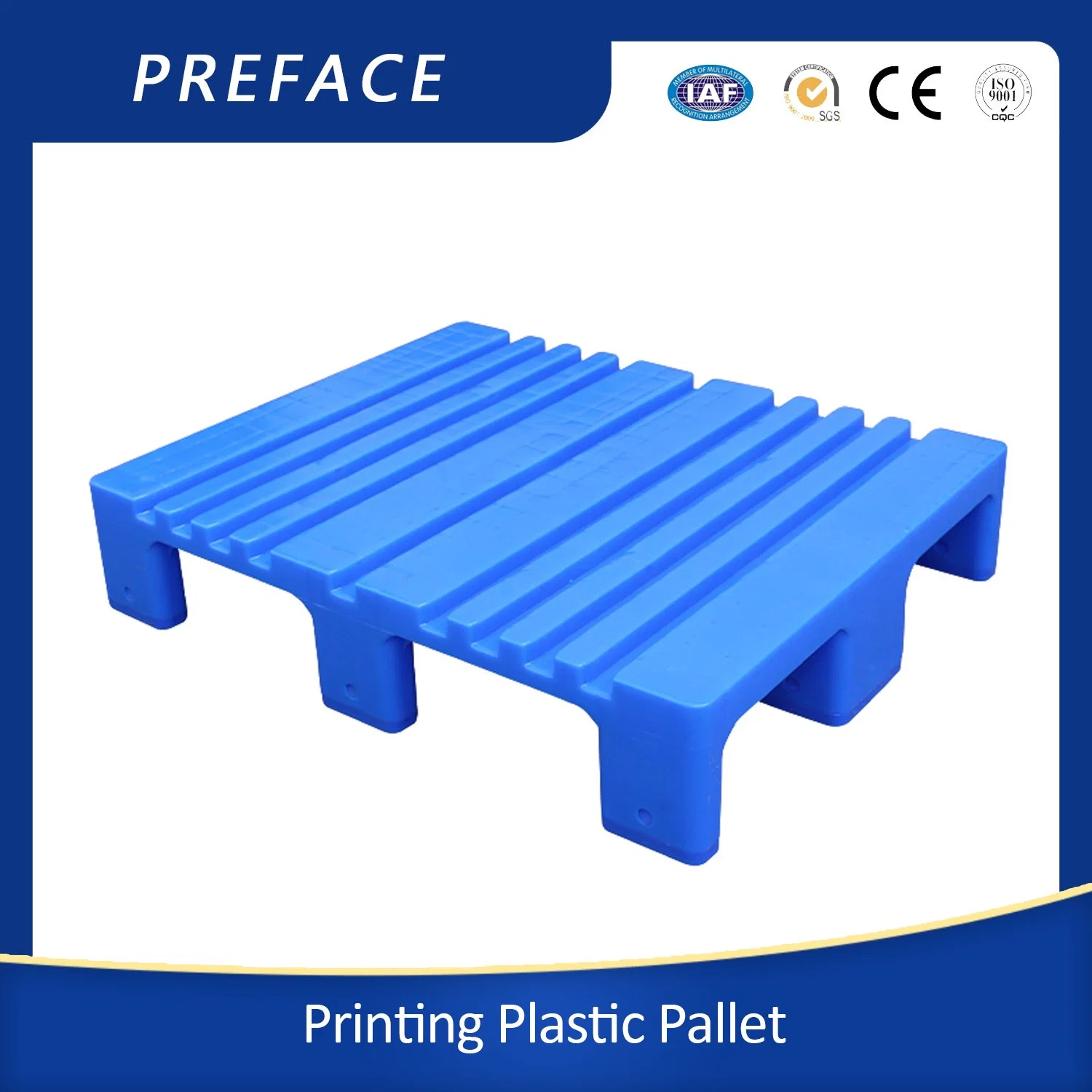800*650*140mm Tapa plana de plástico de HDPE Nonstop Imprimir para imprimir el papel de la máquina de palet apilados