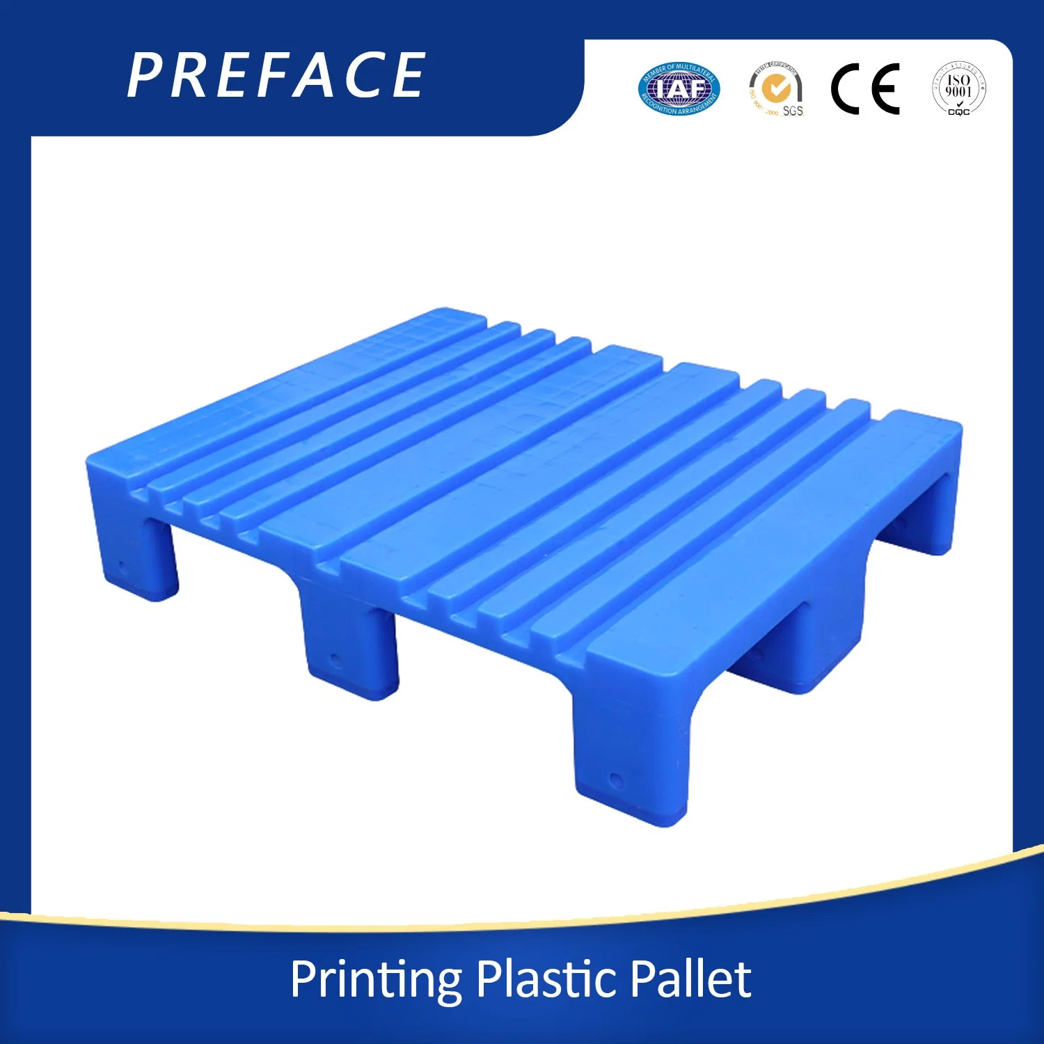 800*650*140mm Flat Top HDPE Nonstop Printing Plastic Pallet for Printing Machine Paper Stacking