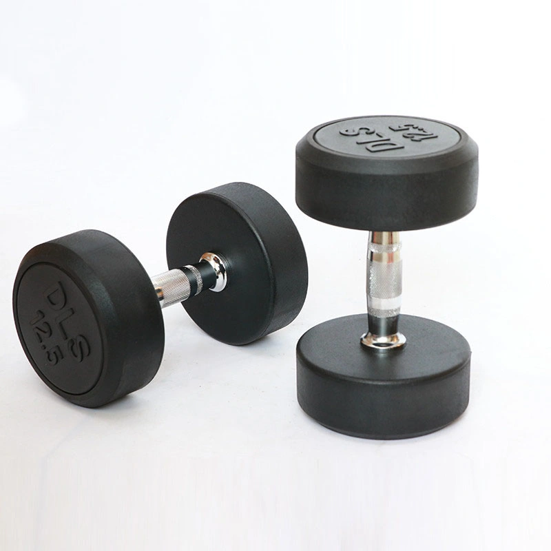 Gym Equipment Manufacture Customizable Logo Weight Lifting Commercial Dumbell Gym Fitness Black PU Round Dumbbell