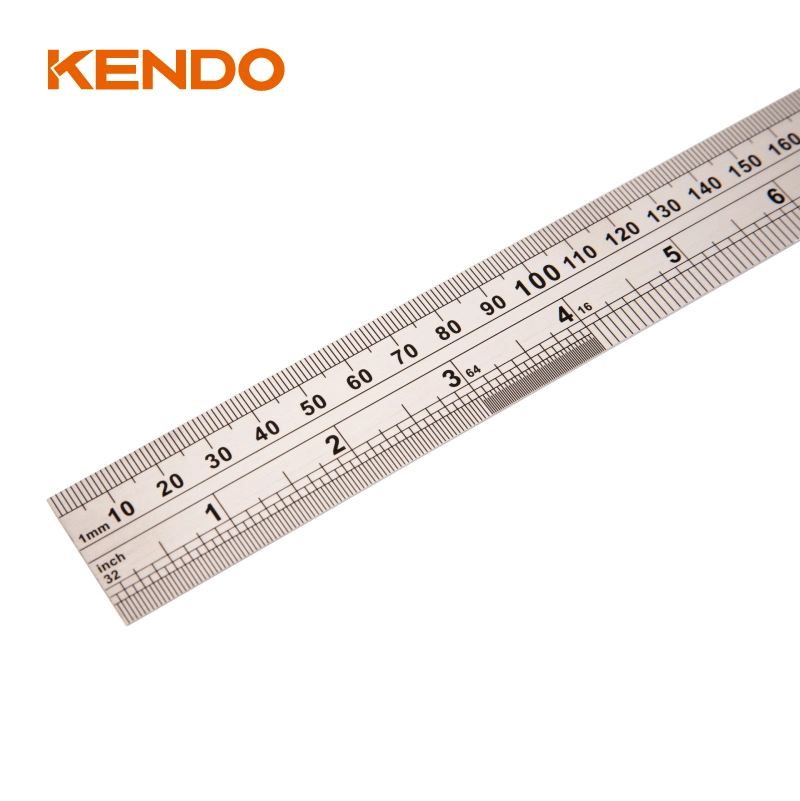 Kendo 30cm 1m Stainless Steel Etched Scale Metallic Straight Ruler for Draw Straight