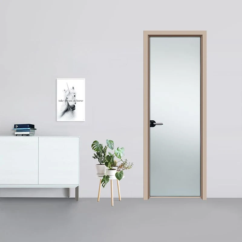 Porte intérieure en aluminium à cadre étroit et à porte en verre pour la maison, la cuisine, la chambre à coucher et les toilettes.