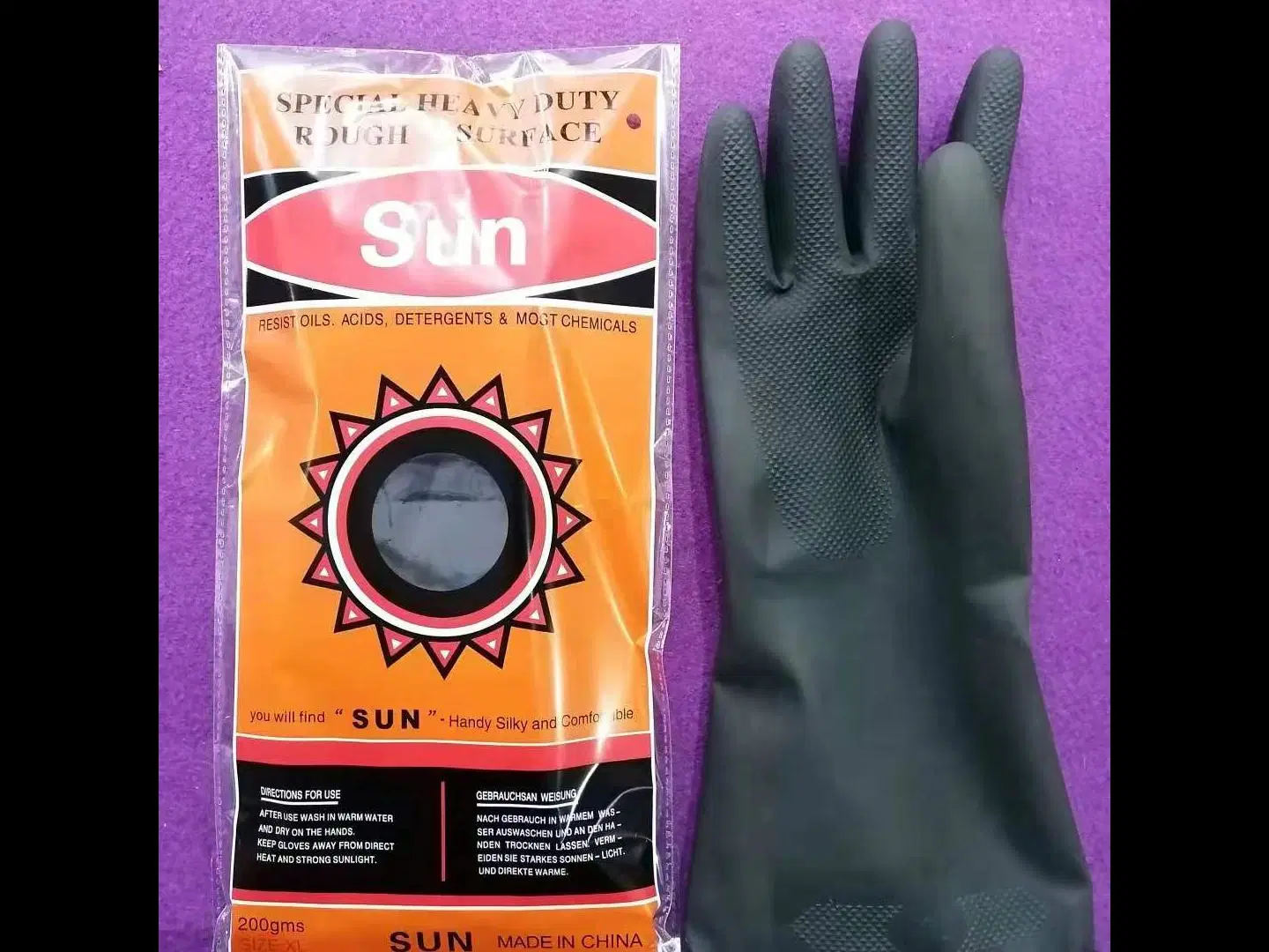 Black-Orange Industrial Latex Glove/Sun Gloves