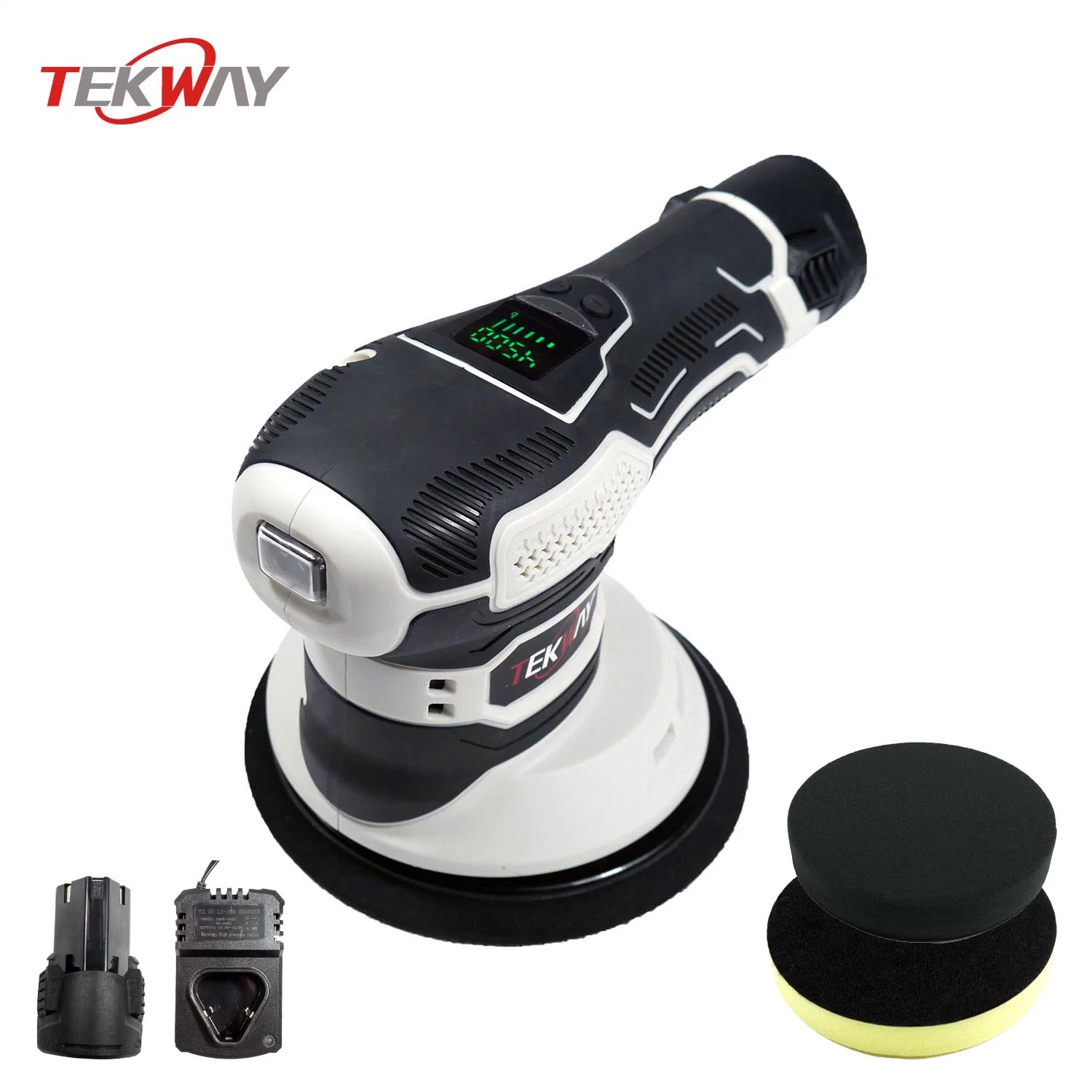 Tekway Nuevo producto 12V con pantalla digital LED Car Polisherlitio Máquina de depilación y pulido eléctrico sin cable 150mm velocidad variable ajustable Pulidor