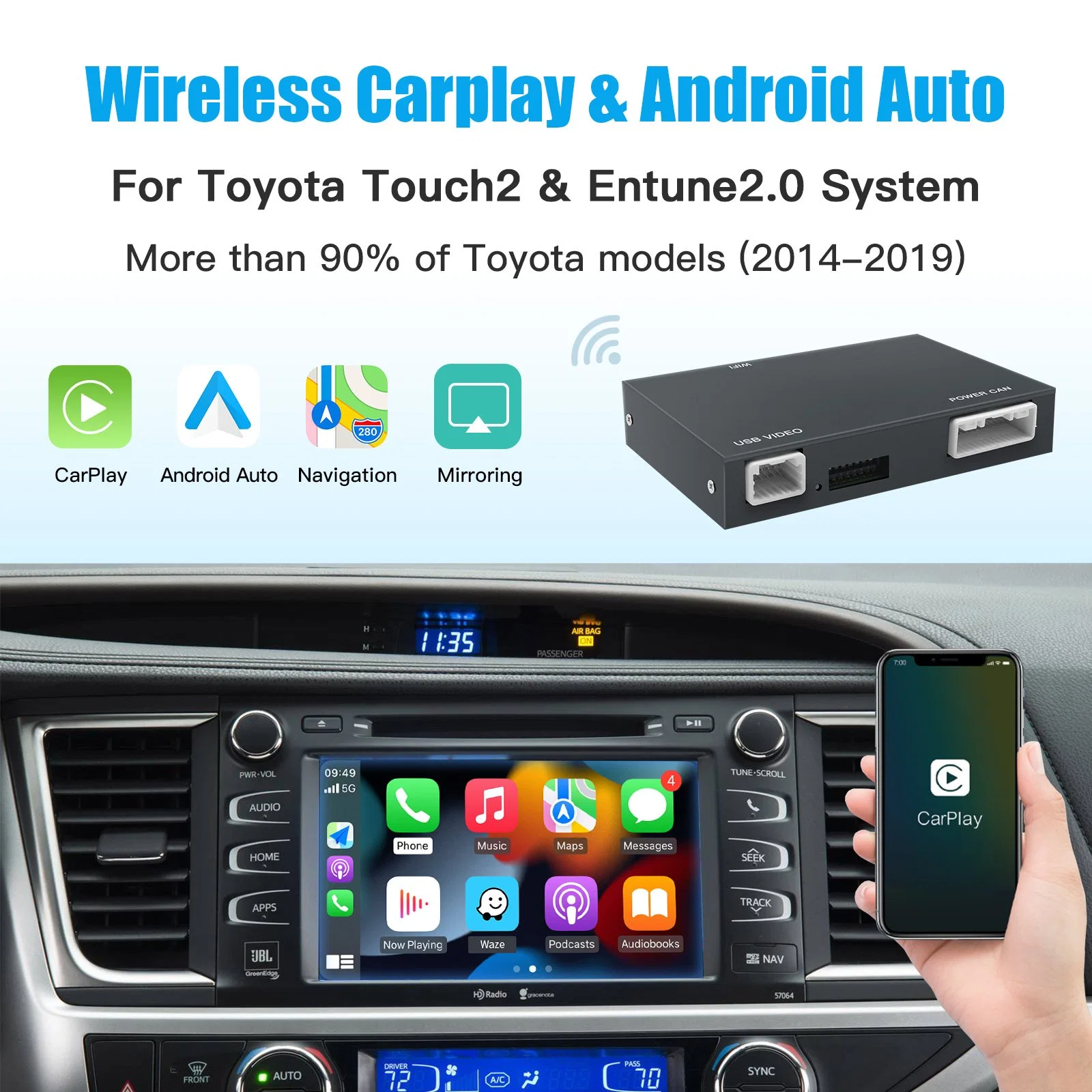 Carplay multimédia de l'autoradio pour Toyota Hilux