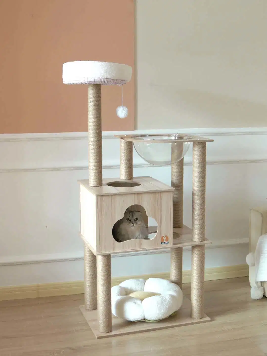 Árbol Gato Mayorista/Proveedor juguetes interactivos de Sisal Junta Scratch Cat Castle House Casa de Pet de lujo