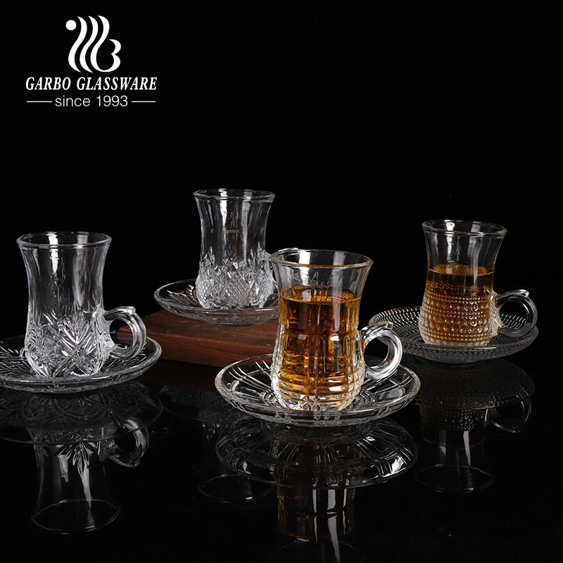 High-End Quality Glass Tea Cup Set with Saucer