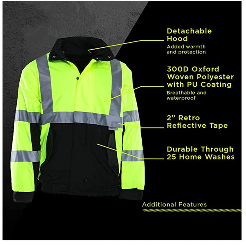 Reflective Jacket Winter Man Thickened Safety Hooded Work Coat Construction Hi Vis Workwear