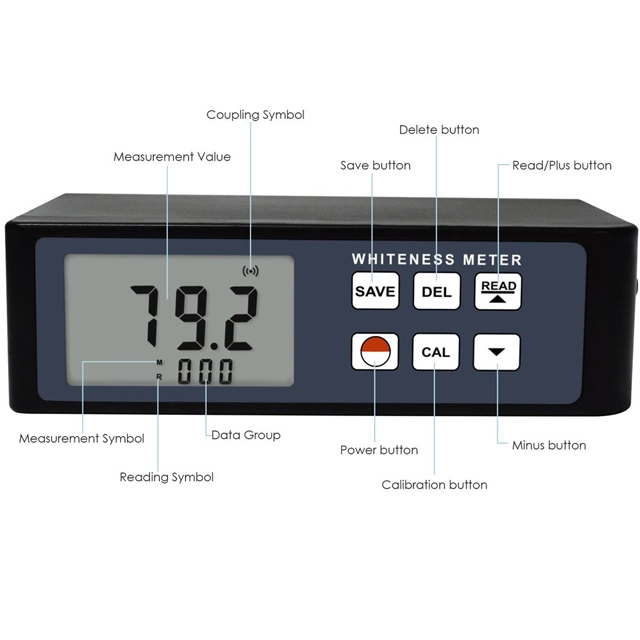 Whiteness Meter Light Leucometer 0~120 Range Handheld Portable Digital with Aluminium Case for Paint Paper Powder