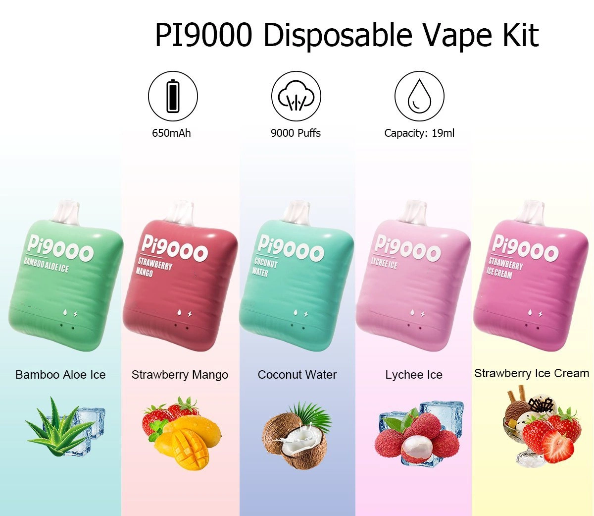 Wholesale I Vape Pen Elf Disposable Vape Bars E-Cig Pi9000 Puffs E Cigarette 0/2/5% Vaporizer Puffs 9000 Puff Vape