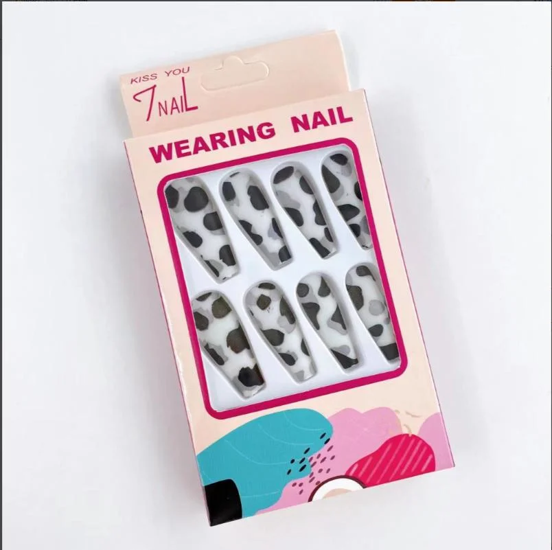 Motif de lait faux ongles appuyez sur les bouts de français long ongles Correctif