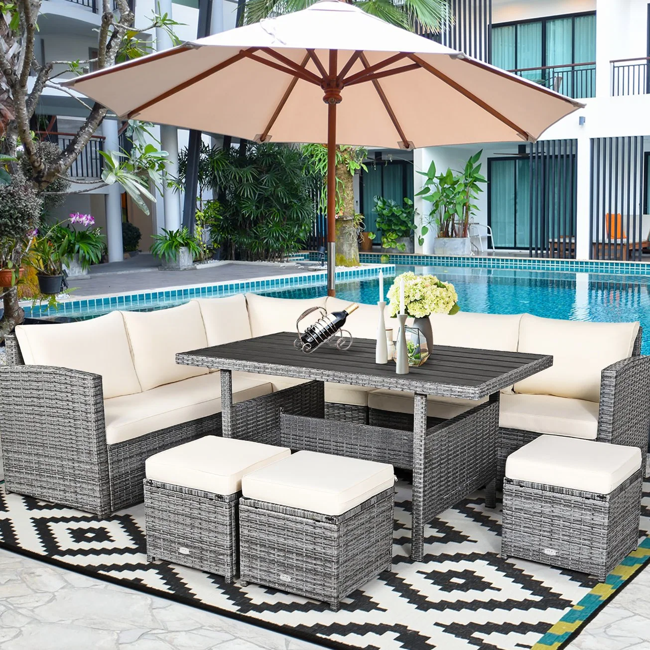 Patio Furniture Rattan Outdoor Dining Set