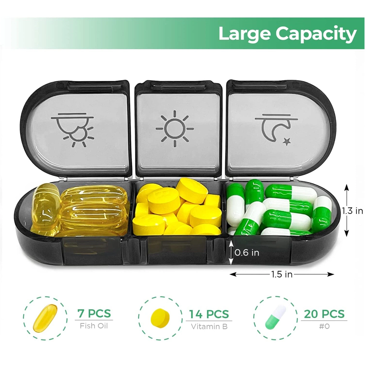 21 Grid Weekly Pill Organizer 3 Times a Day with 7 Daily Large Pill Box Cases to Hold Fish Oils Vitamins Pills Organizer Case