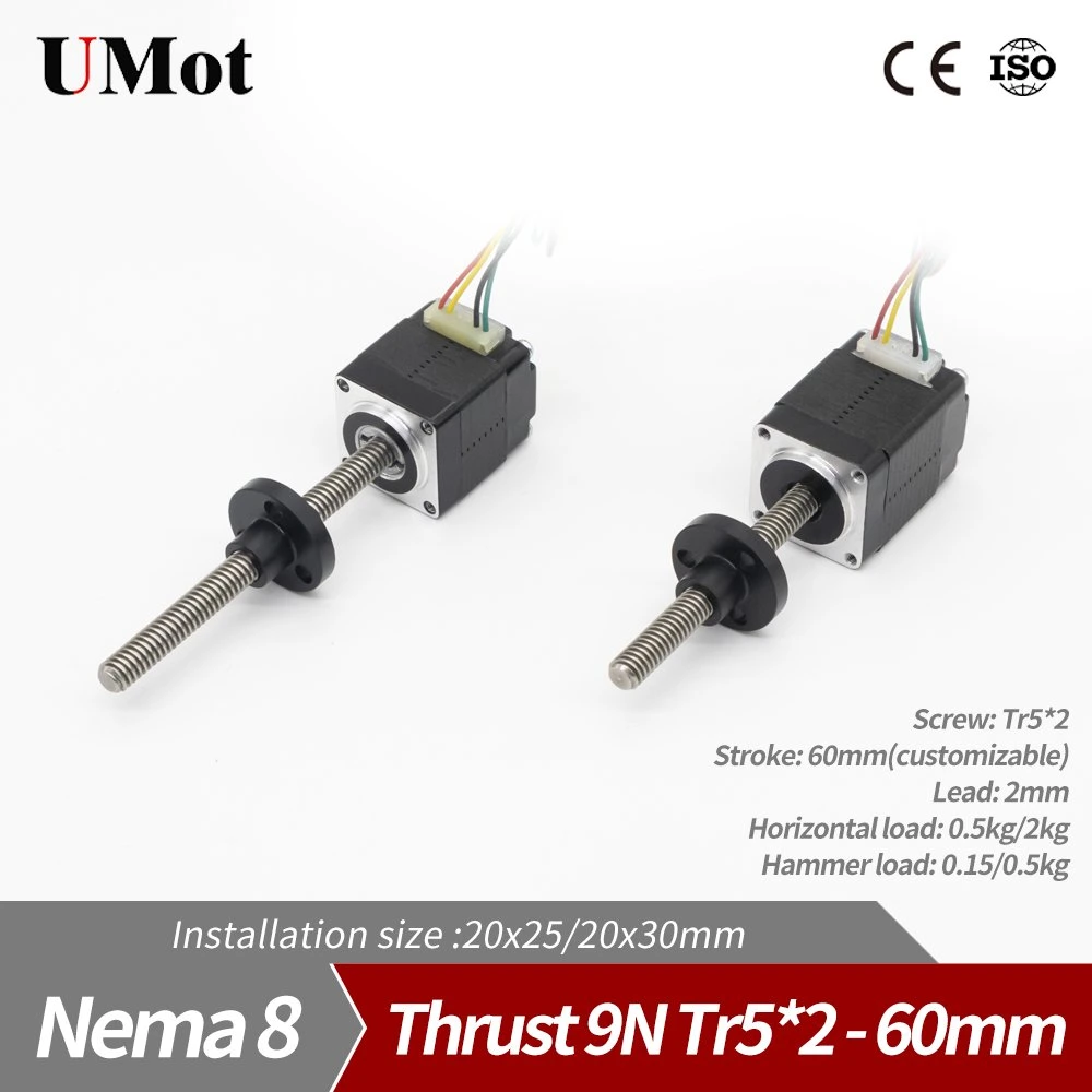 Bipolar 20mm Lead Screw 2 Phase NEMA 8 Linear Stepper Motor for Analytical Instruments