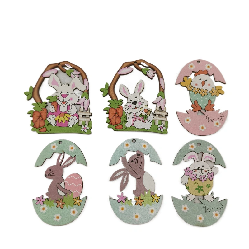 Easter Wooden Craft Door Hanging Easter Egg Home Decor Wood Bunny Decoration