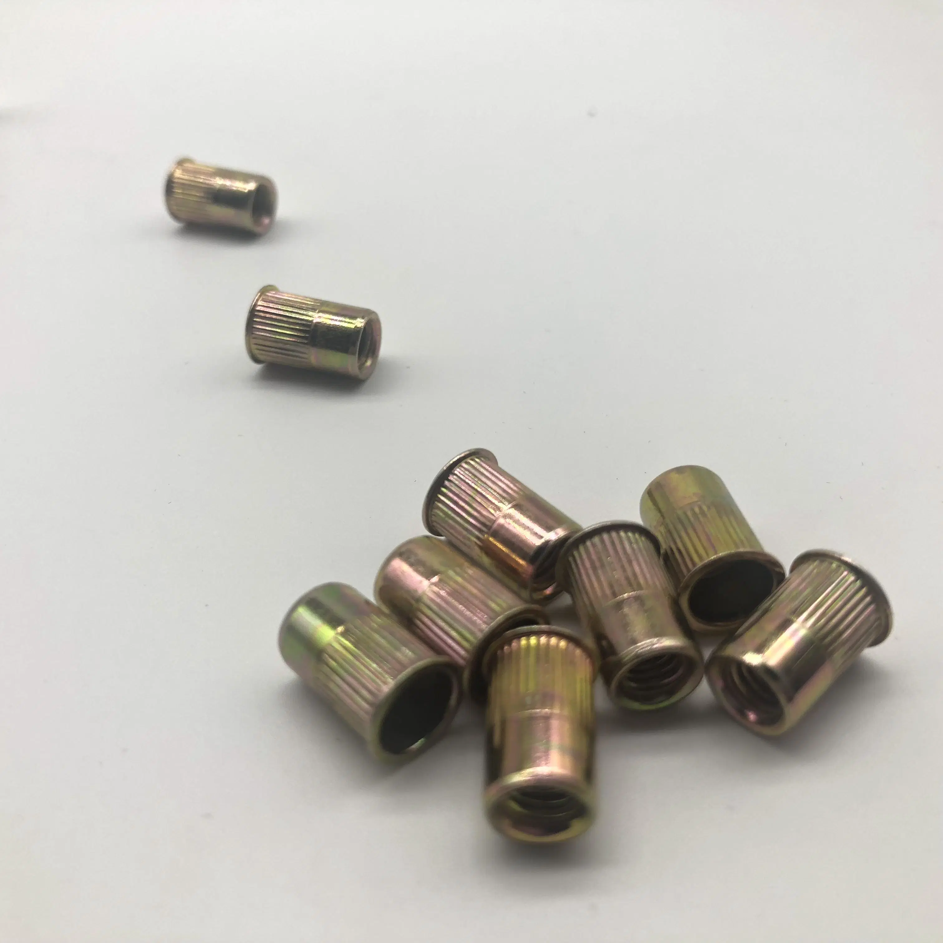 Flat Head Knurled Yellow Zinc Rivet Nut