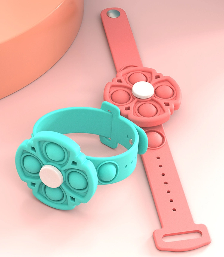 Wearable New Relief Stress Press Rotating Silicone Spinner Bracelet Wristband Bubble Fidget Toy for Kids Anxiety