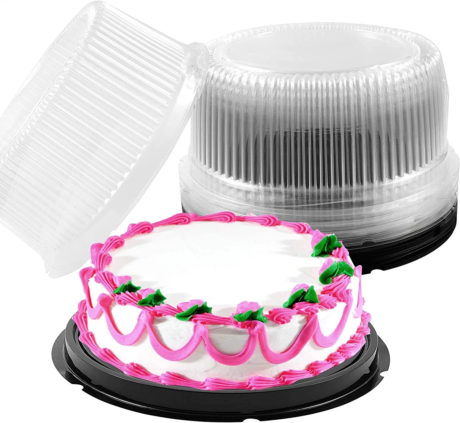 Plastic Cake Containers Disposable Clear Cake Carrier Holder with Dome Lids Round Cake Holder Containers