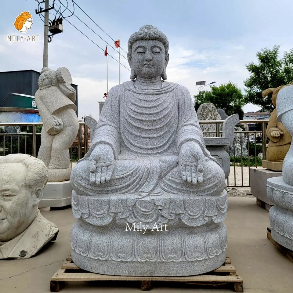 Custom Large Life Size Outdoor Hand Carved Natural Stone White Marble Sitting Buddha Statue for Sale