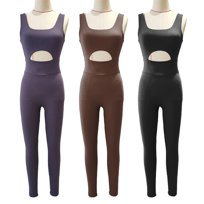 Yw974L Europe and The United States New One-Piece Bodysuit Tight Fitness Suit Female Hollow Beauty Back Dance Pilates Yoga Clothing