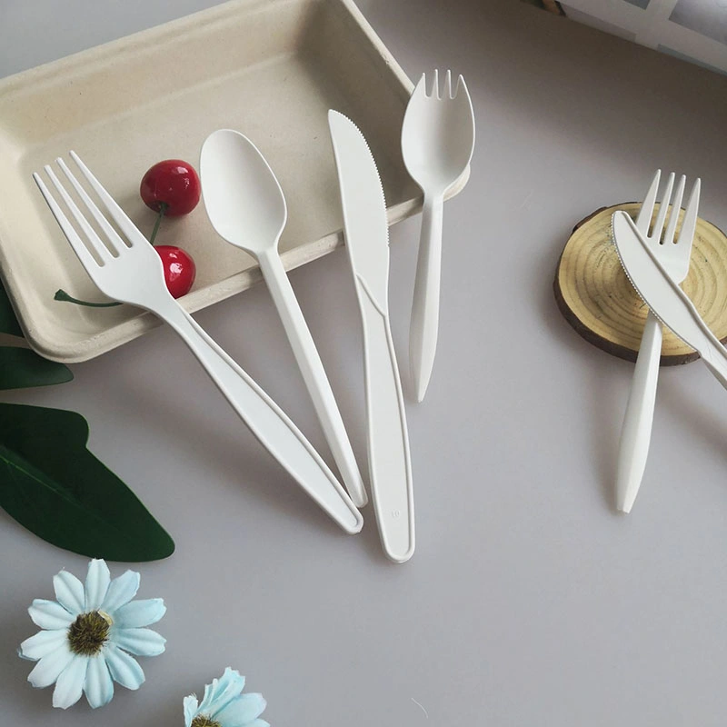PLA посуда устойчивых к высокой температуре кукурузный крахмал одноразовые ножа вилки ложки дружественность к биологическому разложению пластиковой посуды