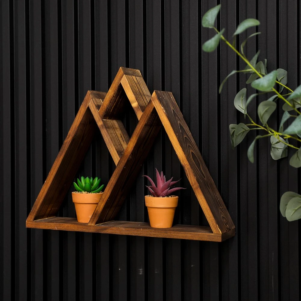 Triangle Montagne Design Bois Décoration Murale Étagère Flottante pour Salon