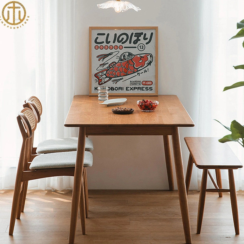 Japanese Simple Cherry Wood White Oak Dining Table