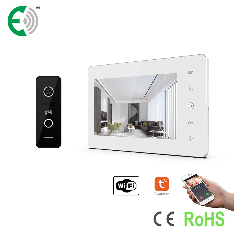 UTP/IP 7"WiFi Touch Screen Intercom Video Doorphone Supports ID Cards Unlock