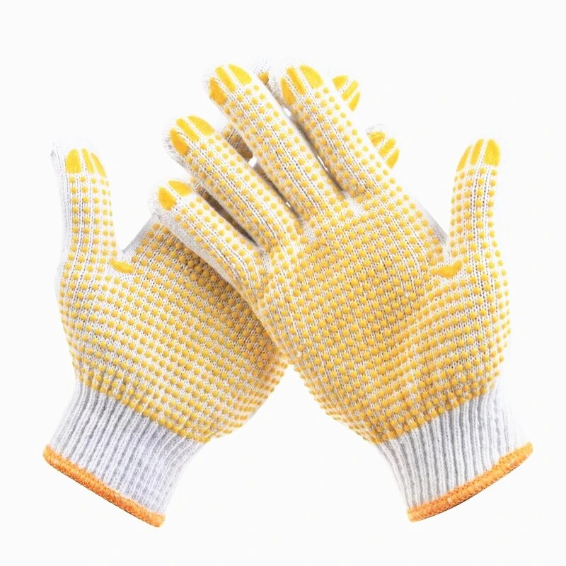 Cheap Knitted PVC DOT White Cotton Gloves PVC Dotted Safety Work Gloves