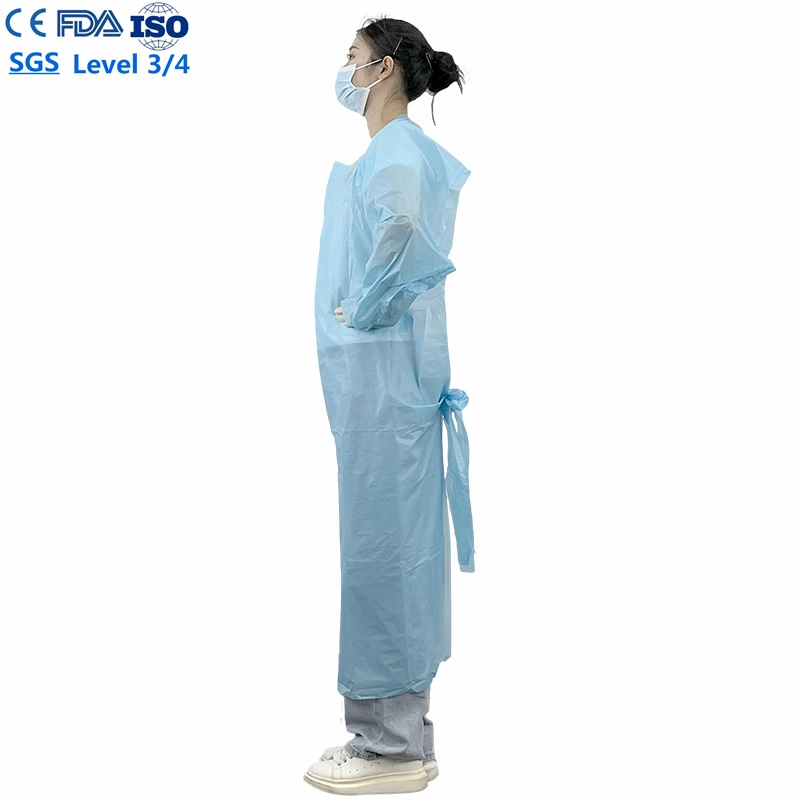 Factory Price En13795 Disposable Blue CPE Surgical Gown