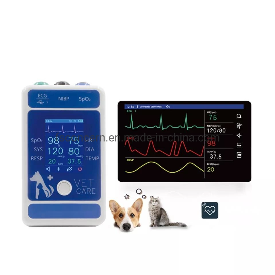 Erschwinglicher Preis tragbarer Tierarzt Tiergesundheit Überwachung Handheld Vet EKG Signos Vitales Monitor-Maschine