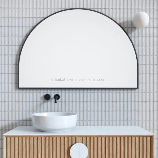 Ortonbath Large Size Frameless Half Circle Round Bath Home Smart Wall Mounted Non-LED Mirror Bathroom Designer Art Mirror