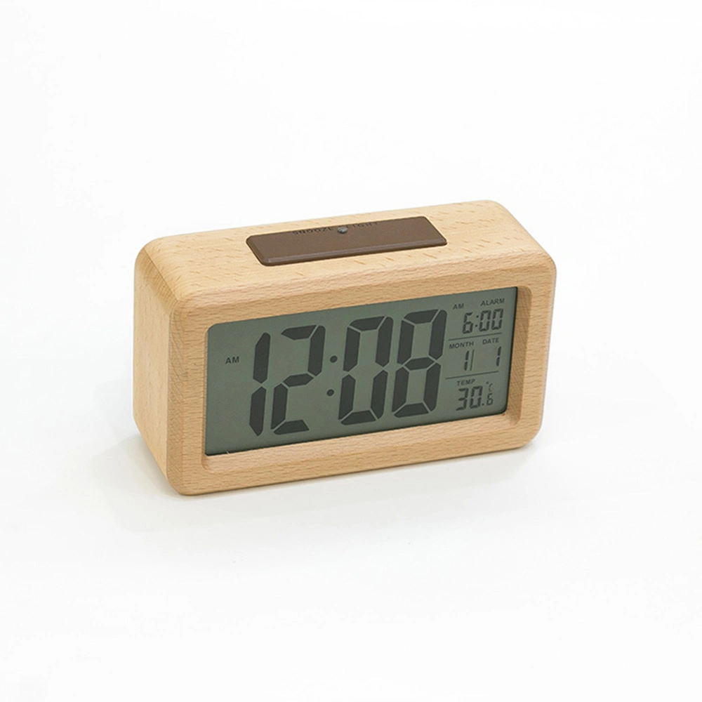 Natürliche Massivholz LCD-Alarm-Uhr Temperaturanzeige